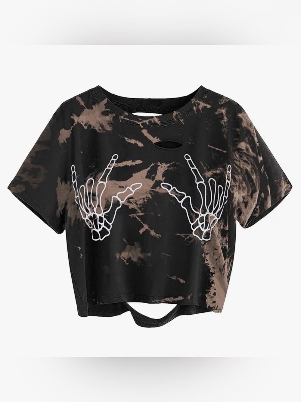 Tie-Dye Skeleton Graphic Crop Top